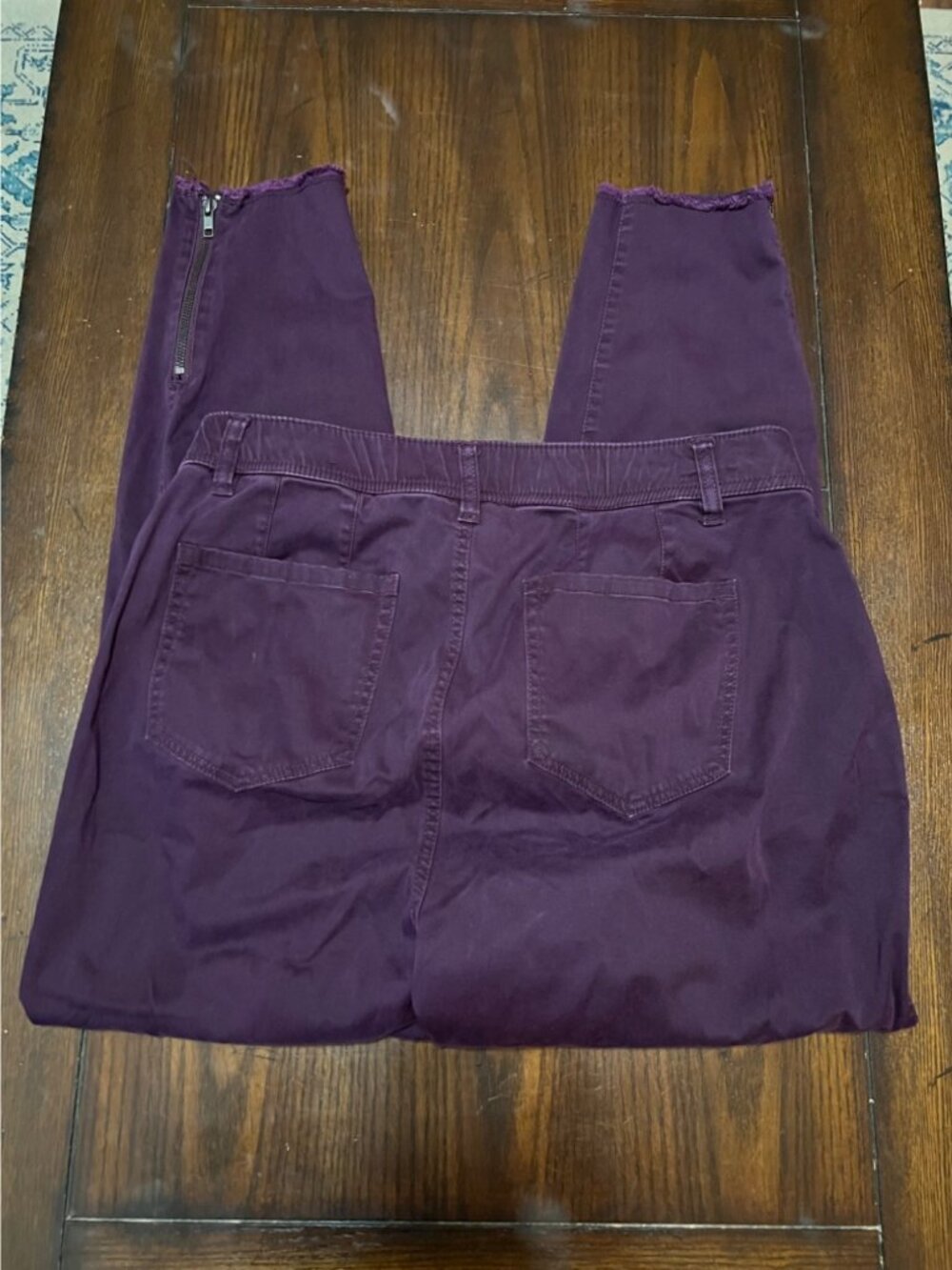 Lane Bryant Purple High Rise Chino Pants Zip Ankle Skinny Slim Stretch 16 - Picture 4 of 8